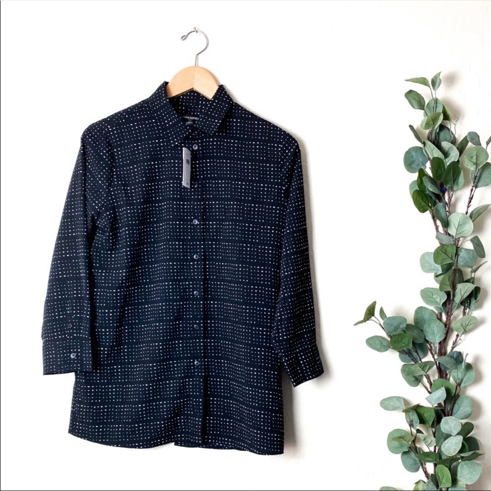 Banana Republic Button Down Black Cream Size Small